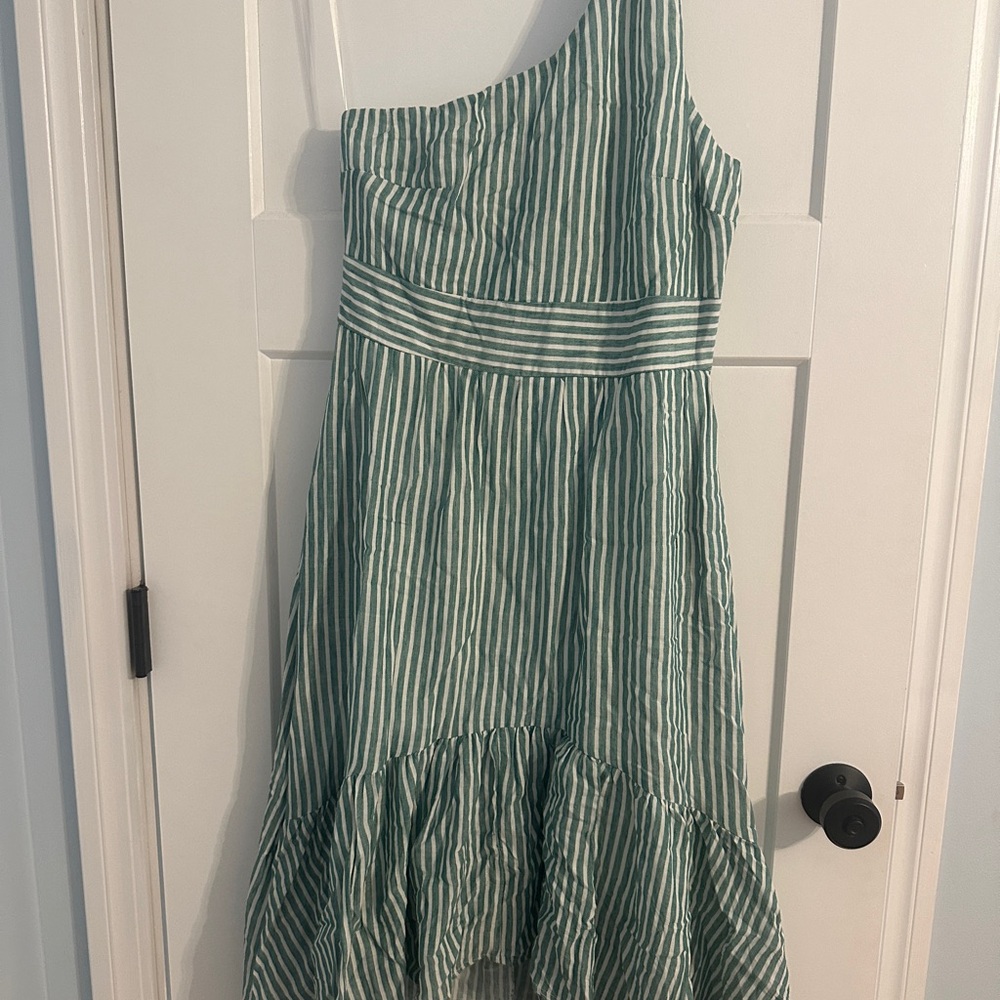 Francesca's Collections Asymmetrical Green and White Sundress